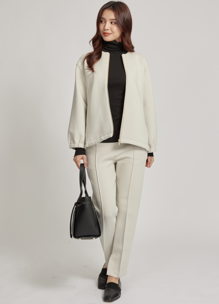 太空棉休閒內開衩窄管褲 